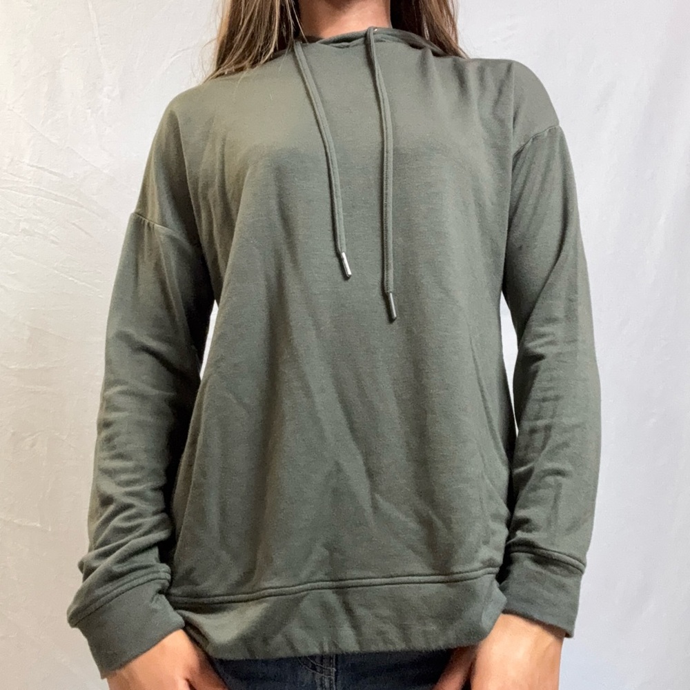 Women's Olive Green Hooded Pullover Sweater